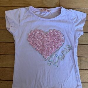 Pretty Pink Rosette Heart Paris Graphic Tee - Girls